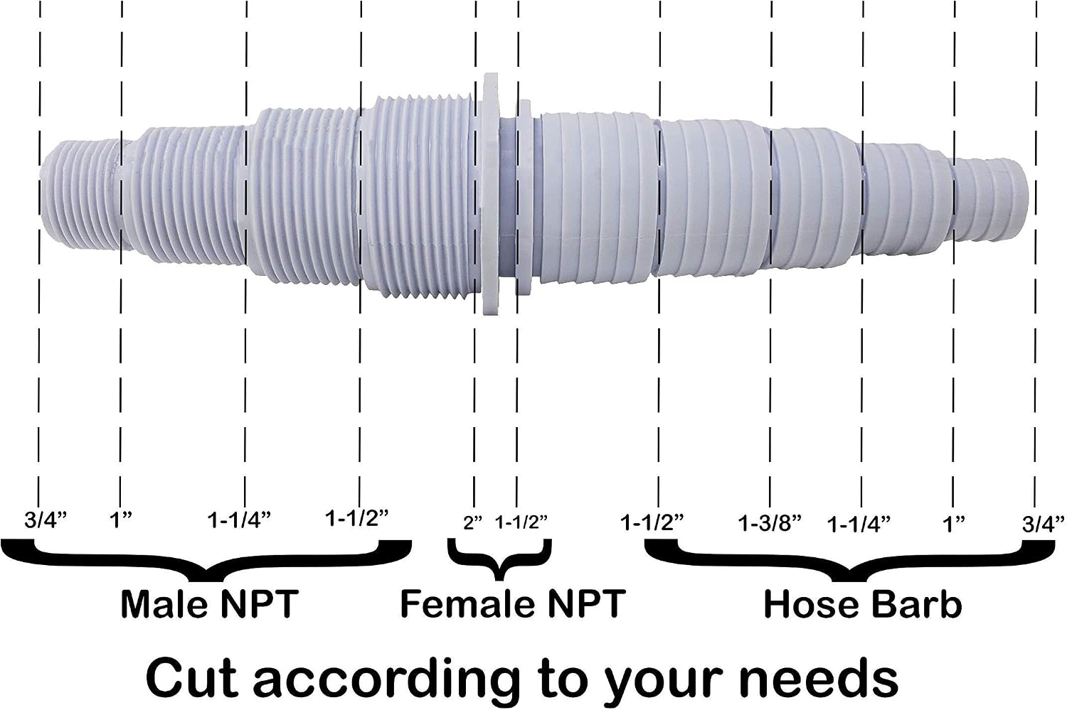 Sealproof Pool Hose Adapter, 30 Configurations, Compatible with Most Pumps, Skimmers, and Filters, White