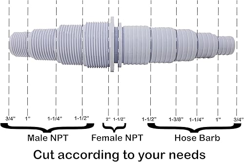 Miniatura 2 de Sealproof Adaptador de manguera de piscina, 30 configuraciones, compatible con la mayoría de bombas, espumaderas y filtros, color blanco