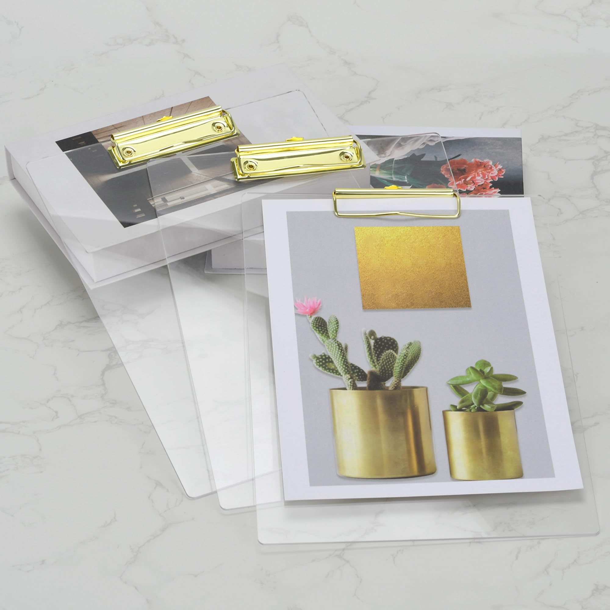 Clipboards 3 Pack, Clear Acrylic Clipboard with Gold Clip, A4 Letter Size, Stylish & Versatile for Office, School, Business, or Home Use