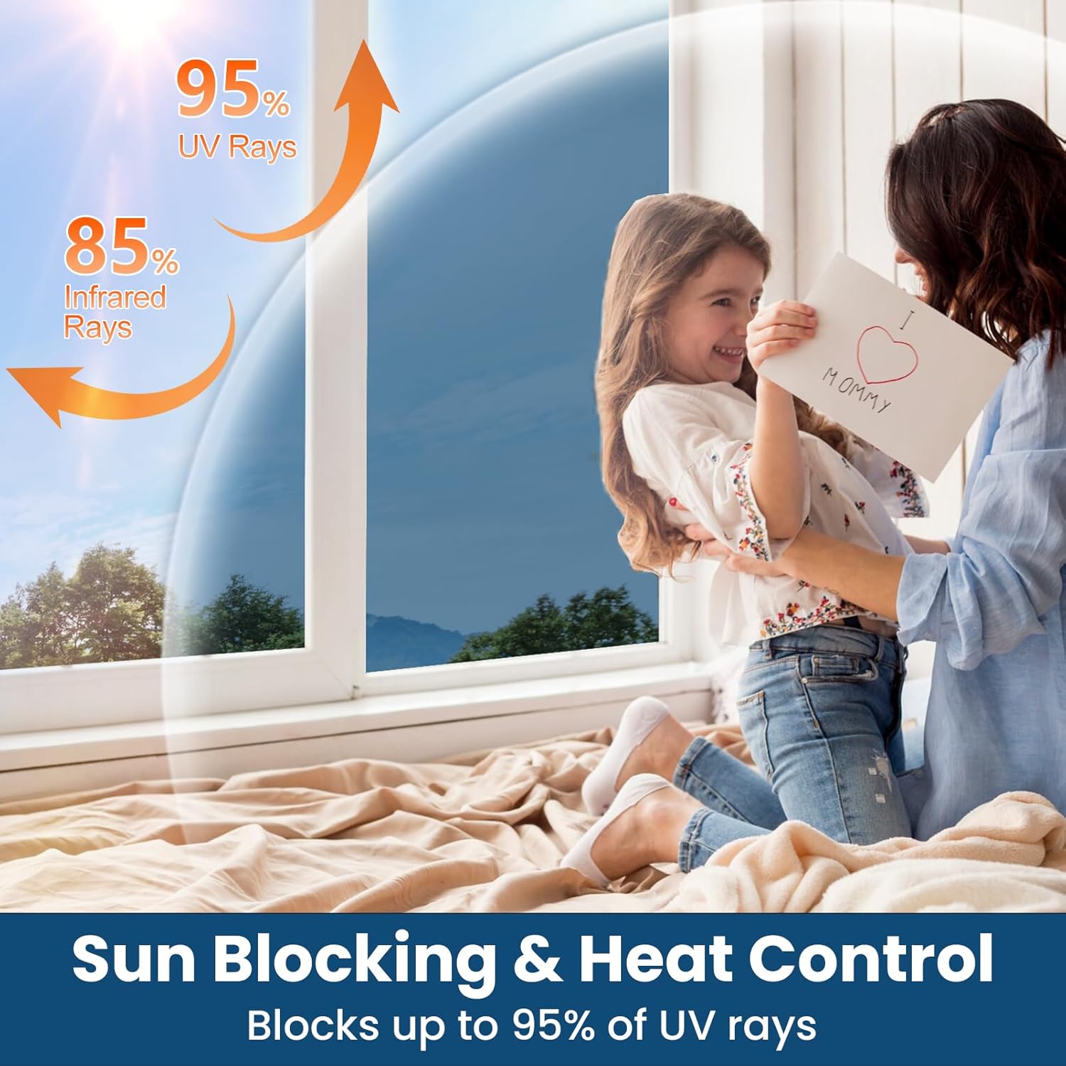 ADD.HERES One Way Window Privacy Film, Sun Blocking Anti UV Reflective Static Cling, Window Tint for Home and Office, No Glue Garage Solar Paper, Blue Silver, 23.6" x 78.7"
