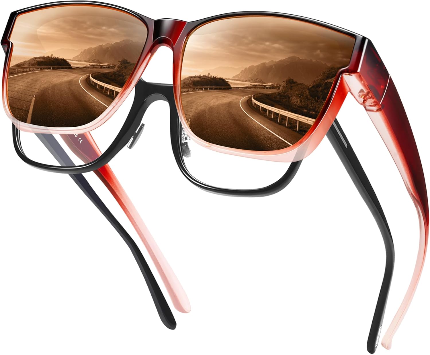 URUMQI Polarized Sunglasses Fit Over Glasses for Men Women, Oversized Square Shades UV400 Protection