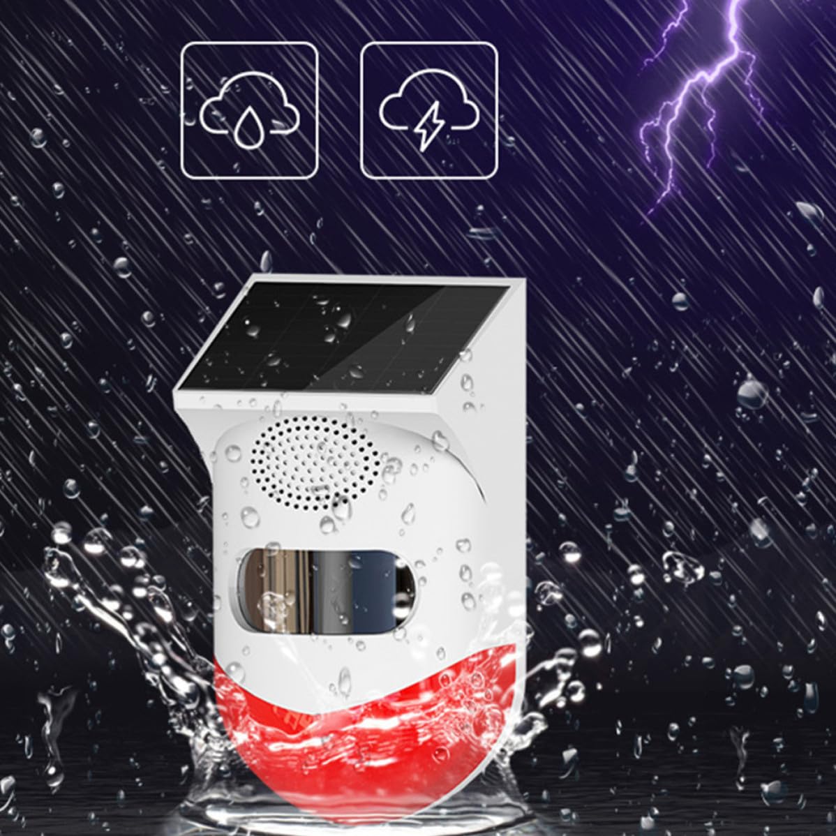 Sensore Allarme Esterno a Infrarossi Ip67 Rosso in Abs | Solare, senza Cablaggio, per Porta e Finestra, Protezione per Esterni, 1 Pezzo