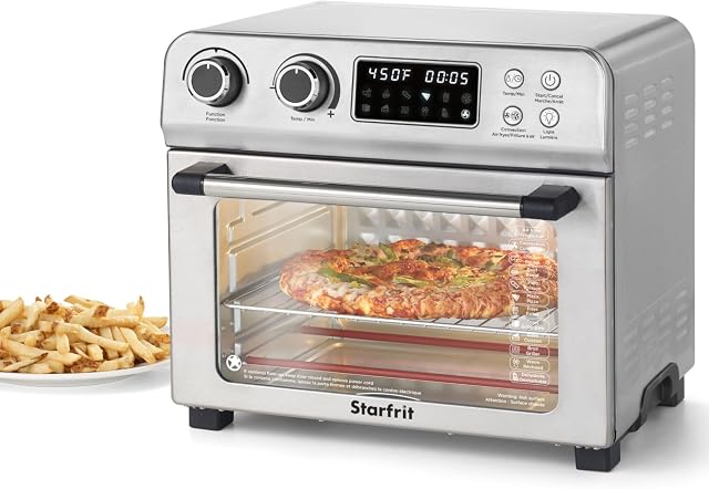 Friteuse à air convection Starfrit - XL pour pizza de 12" - plaque de cuisson et panier à friteuse à air - 10 modes préréglés - 1700W