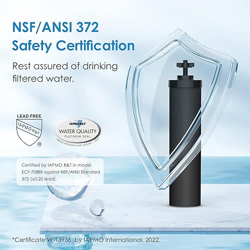 Miniatura 4 de Actualización Filtro de agua con certificación Waterdrop NSFANSI 372, iones plateados añadidos, repuesto para filtros negros Berkey BB9-2, sistema