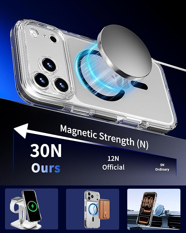 COOLQO for iPhone 17 Pro Case: Clear Magnetic Cover with Strip, Black by COOLQO - Used condition - Image 5