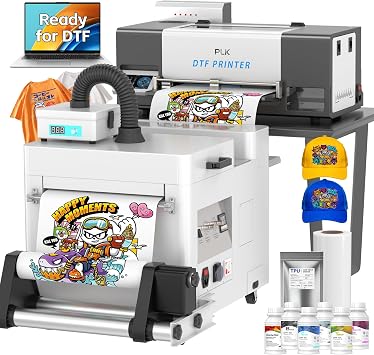 PLK DTF Printer A3,Upgraded XP600 DTF Printer, Double-Speed,Auto-Clean,Dual White Ink System,Low Ink Alert,Apparel Printing
