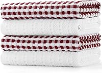 Vista 8 de SALAS Toallas de algodón para secar platos de cocina, toallas de rizo de celosía, paños de cocina altamente absorbentes con lazo para colgar, 16 x