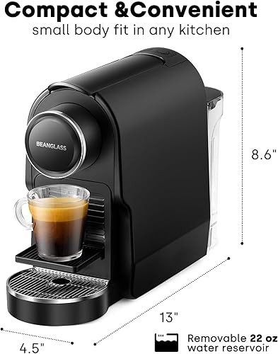 Miniatura 4 de Máquina de cápsulas de café expreso compatible con cápsulas NS Original, cafetera compacta de 20 bar con tanque de agua extraíble para capuchino,