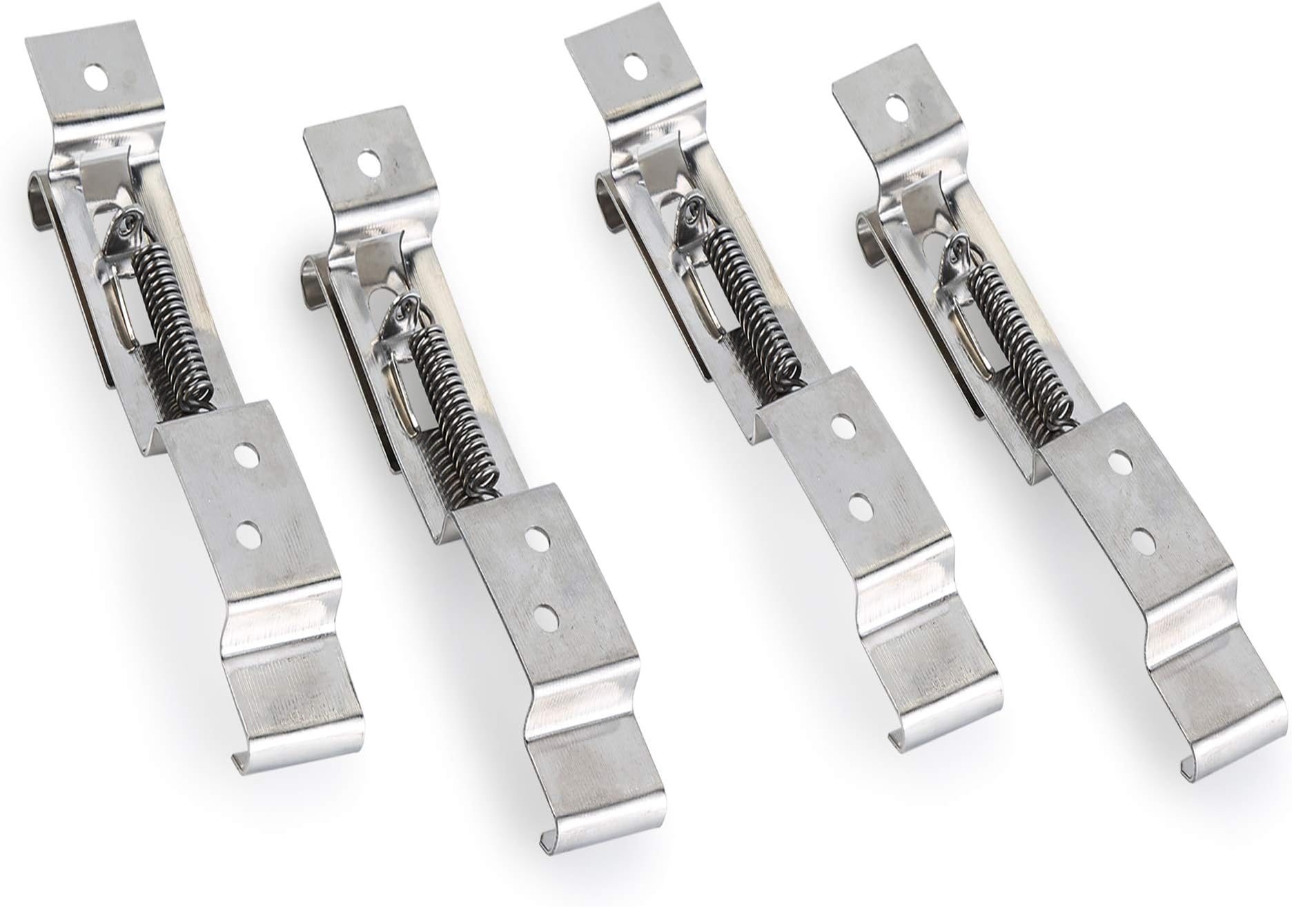 4 Pieces Trailer Number Plate Holders Clips License Plate Brackets Stainless Steel Spring Loaded Numberplate Clamps for Standard Numbers Plates 11cm x 52cm, Ideal for Trailers and Caravans