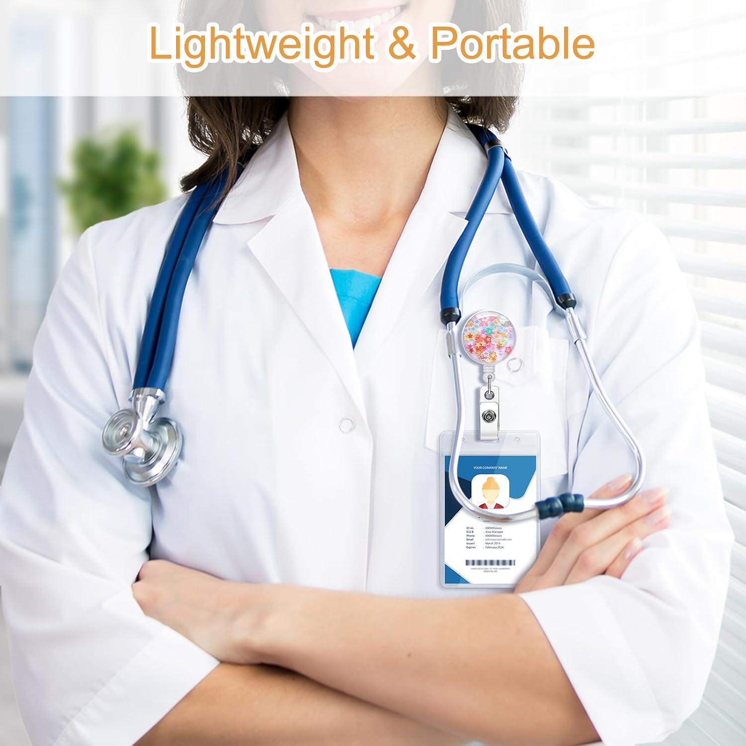 Soleebee 24'' Retractable Badge Holder, Colorful Sequins Badge Reels with Belt Clip ID Name Badge Clip for Nurse Doctor Teacher Student (Star) - Image 5