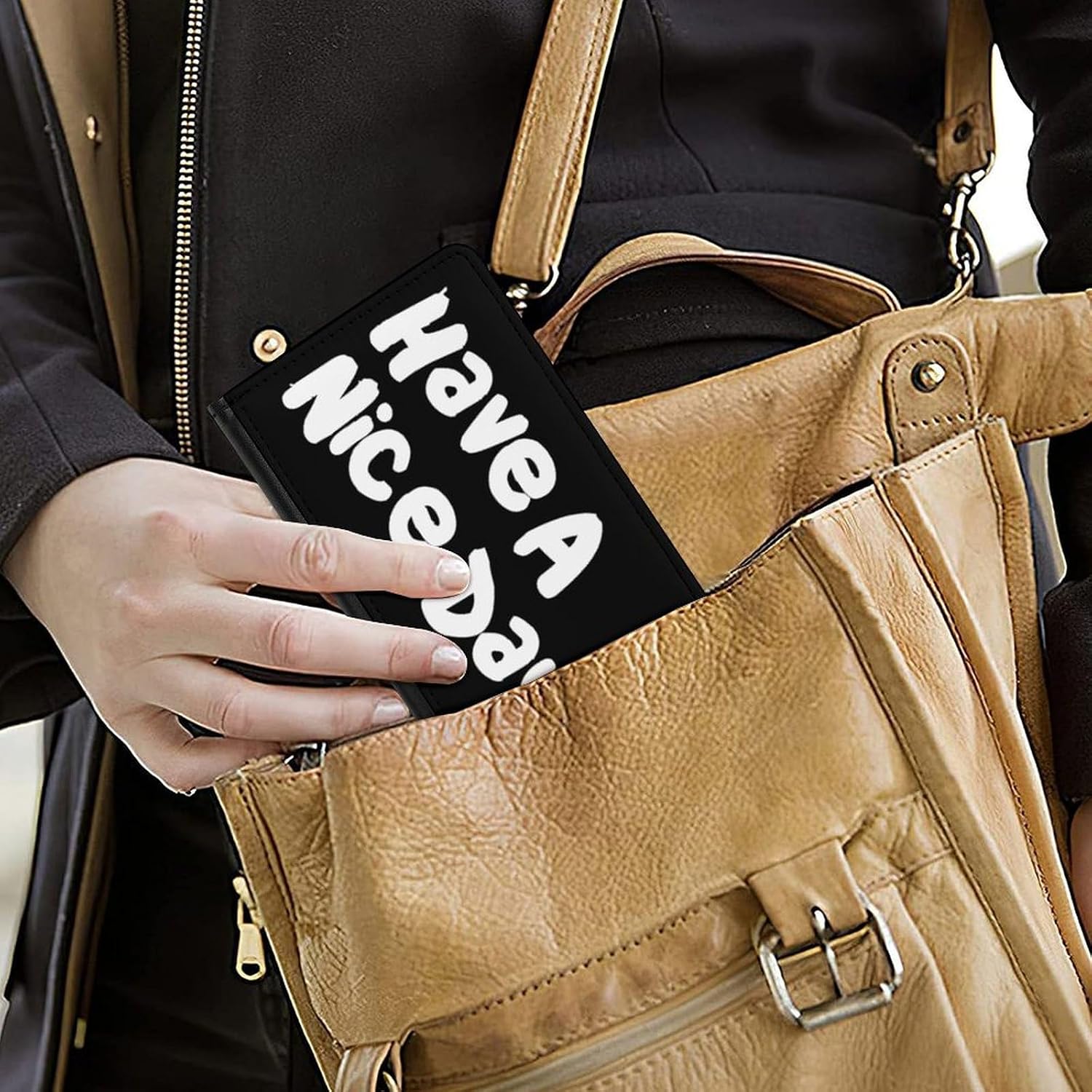 Have A Nice Day Passport Holder, Travel Wallet PU Bifold Passport Cover Case with Card Slots