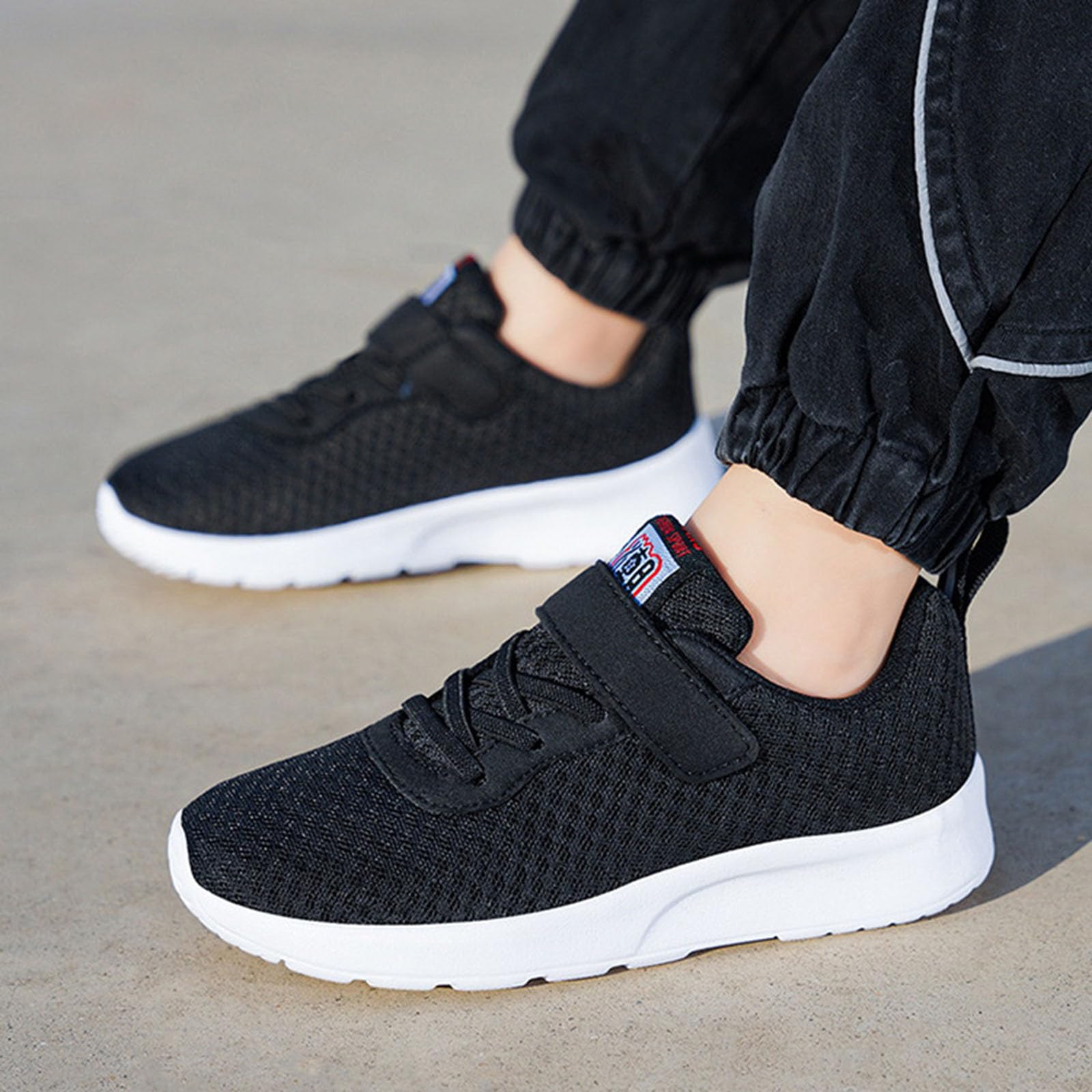 Scarpe da Ginnastica Bambino Ragazza Ragazzo 28-40 EU con Chiusura Strappo e Rete Traspirante Sneake Sportive Leggere Confort All'Aperto con Supporto Plantare per Trekking Basket