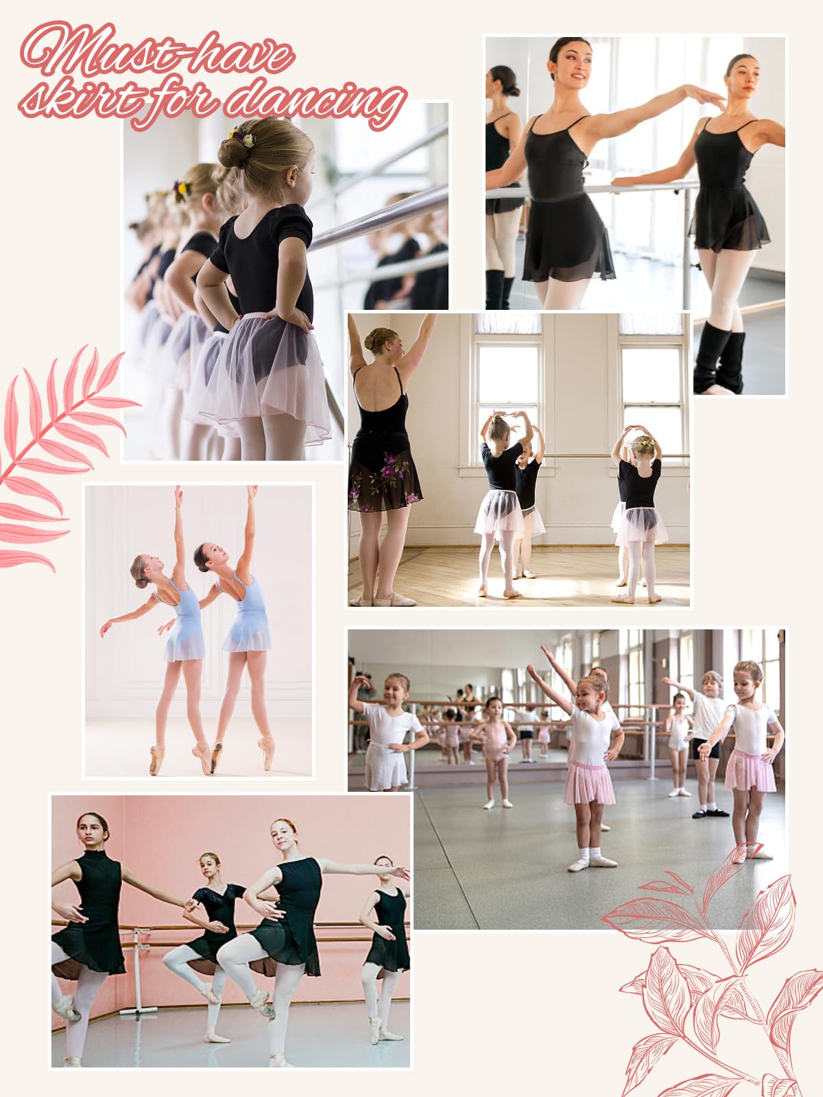 Falda Ballet Niña Mujer - (Altura: 120-175 cm) Falda de Abrigola de Ballet Danza, Gasa para Ballet, Cintura Elástica