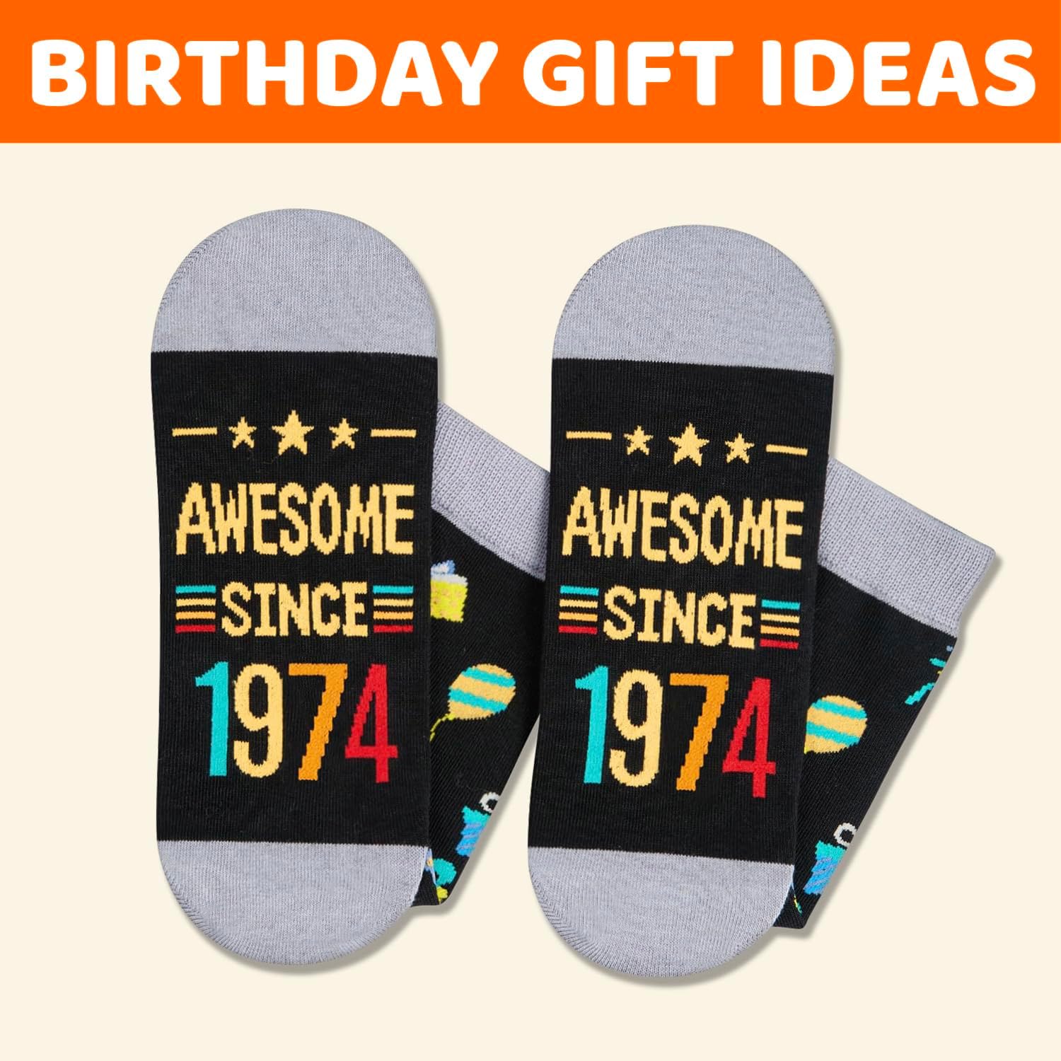 HAPPYPOP Birthday Gift Ideas - 1975 1984 Birthday Sock for Man Woman, Bday Gifts with Card - Image 6