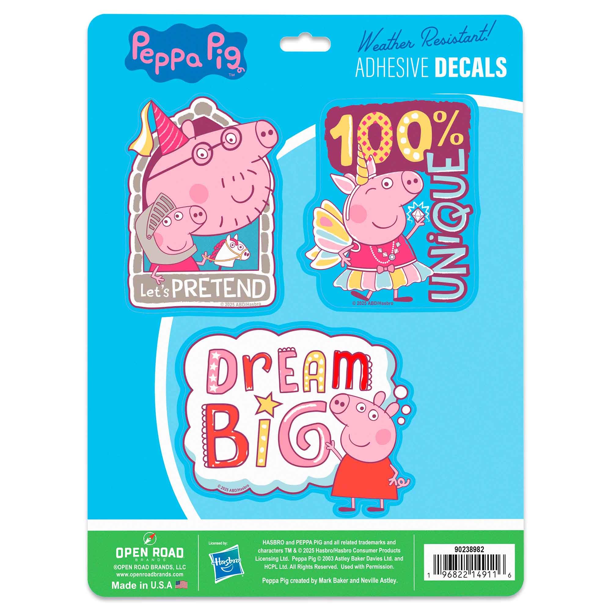 Hasbro Peppa Pig Adhesive Vinyl Sticker Decal Pack