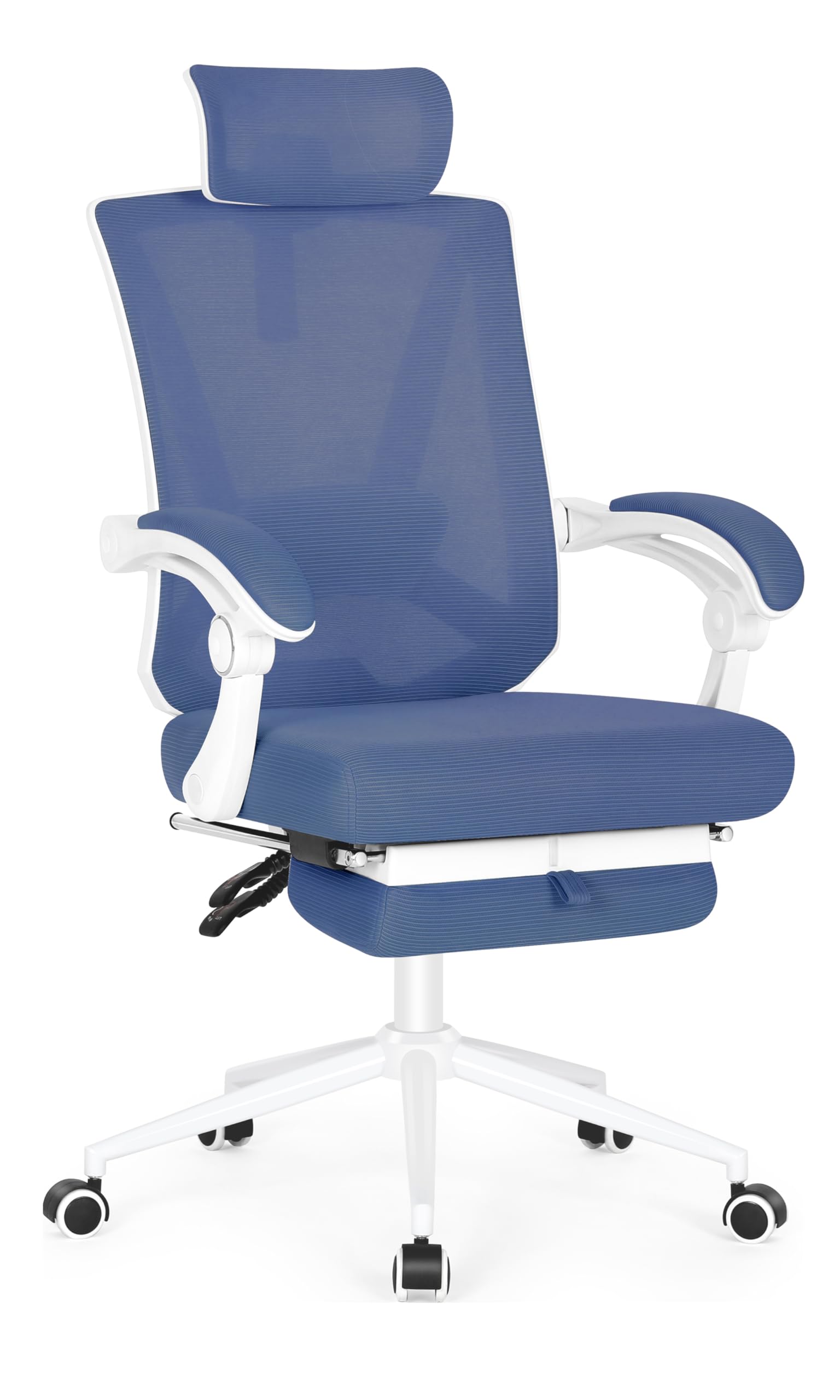 Misolant Ergonomic Office Chair with Footrest, Ergonomic Desk Chair with Adjustable 2D Lumbar Support, High Back Computer Chairs with Adjustable Headrest, Navy Blue Comfortable Executive Office Chair