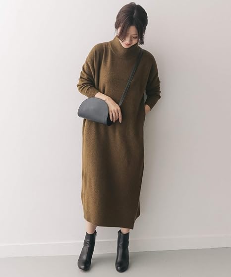 Amazon Co Jp アーバンリサーチ ドアーズ ワンピース ドレス タートルロングニットワンピース レディース Brown One 服 ファッション小物