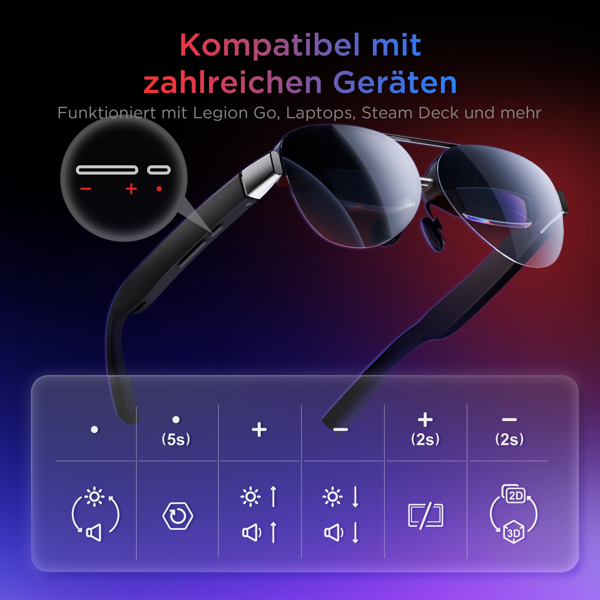 Lenovo Legion Brille 2 | Micro-OLED-Technologie | Plug-and-Play | Compatibel mit Lenovo Legion Go