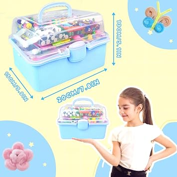 ZEIZHUBN Arts and Crafts Supplies for Kids Crafts Kit with Pipe Cleaners DIY Crafts for Kids Art School Supplies Materials All in Crafting Box Craft Supply Set Gifts for Kid Girls Boys Age 4-8, 8-12