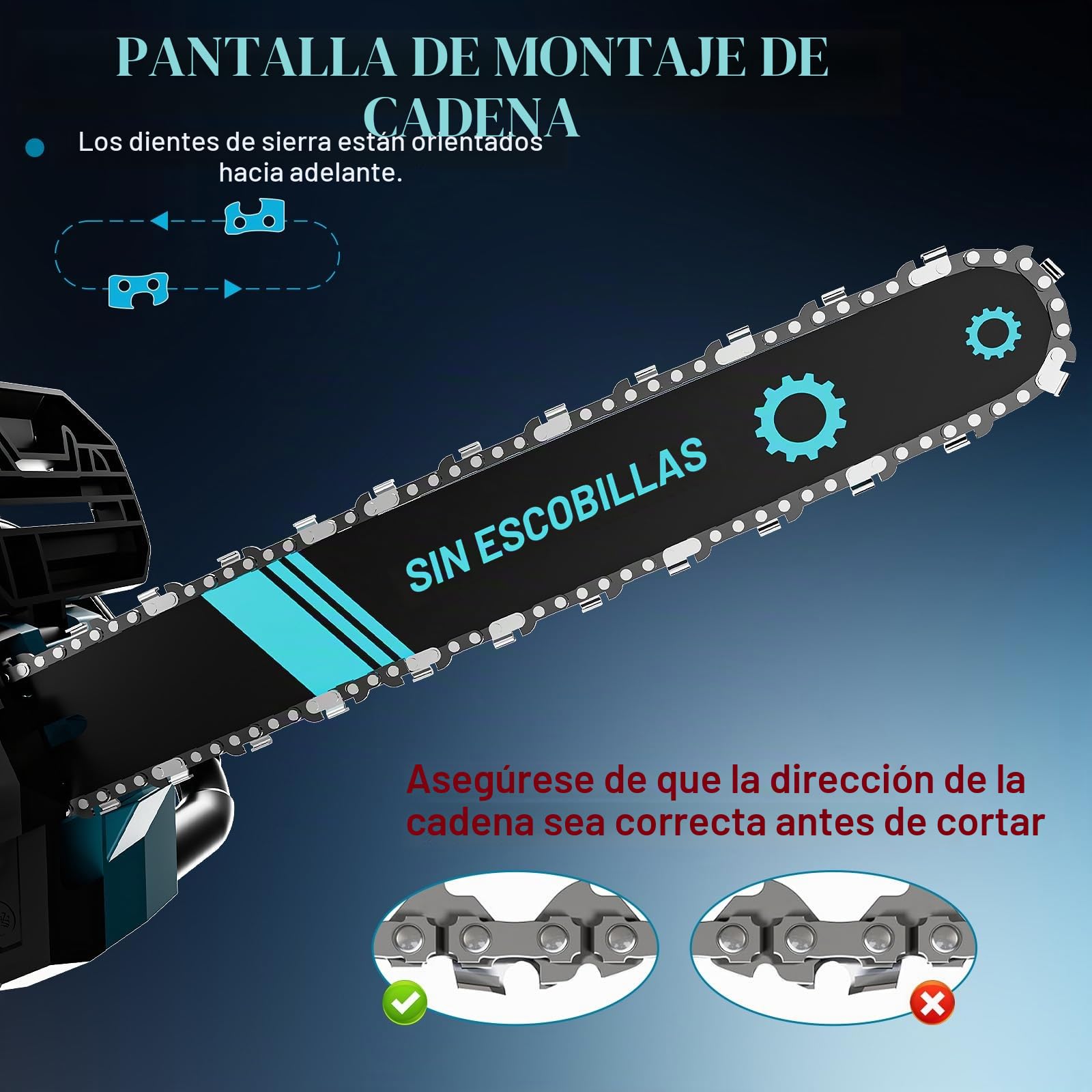 Motosierra eléctrica de 1000 W de 12 pulgadas para Makita de 18 V | sin baterías con candado de seguridad, engrasador automático, sierra de podar, sierra de podar, sierra de cadena eléctrica