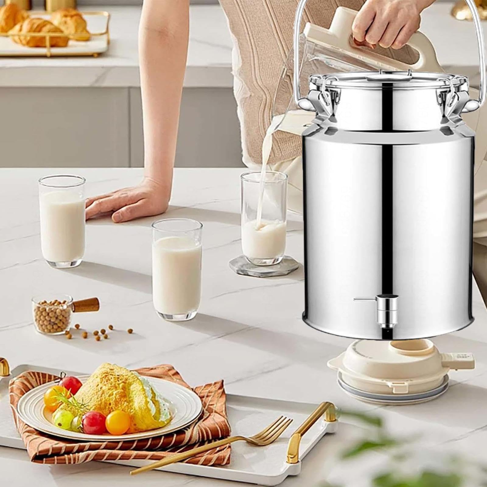 Lechera Acero Inoxidable 3/5/10/15 Litros,lechera Acero Inoxidable Con Tapa Con Tapa Con Asa, Para Transportar o Almacenar Leche,capacity3-10L