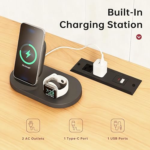 Miniatura 5 de Soporte de TV moderno de mediados de siglo de 70 pulgadas, consolas de TV de madera con puertas correderas y toma de corriente, centro de Soporte de