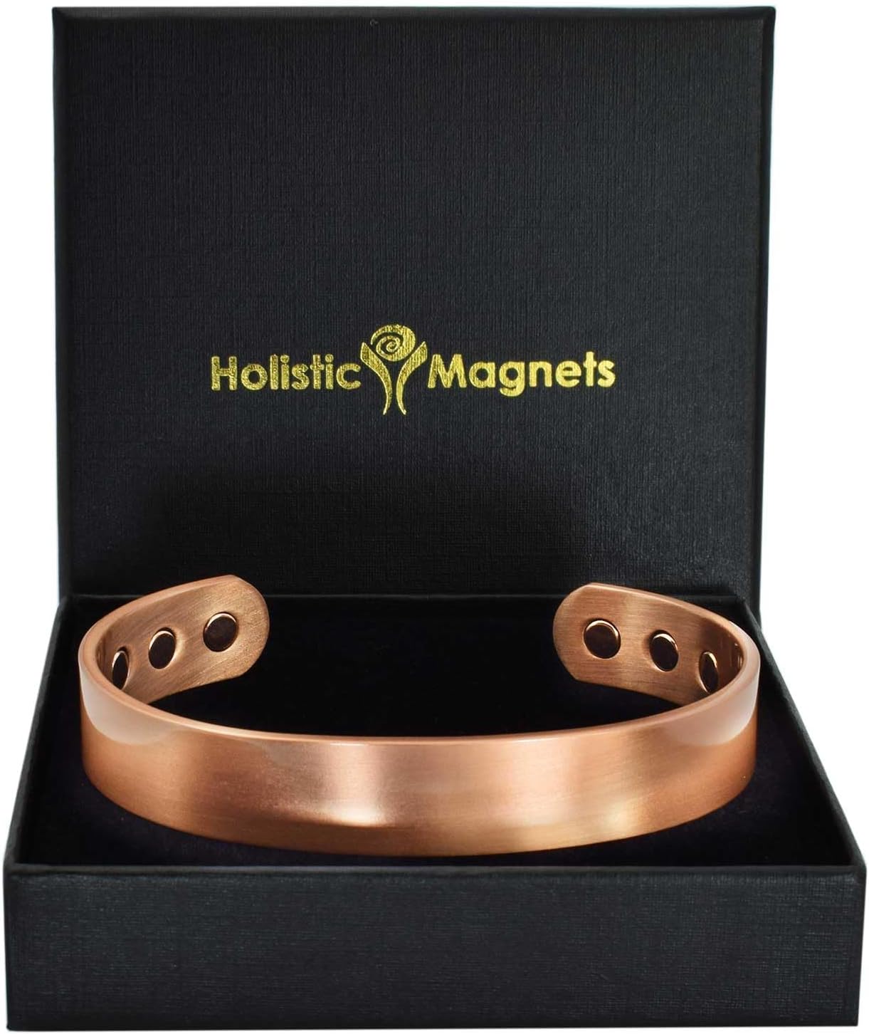 Wide Copper Magnetic Bracelet Men Pure Copper Bangle Cuff 6 Neodymium Magnets Adjustable-CB