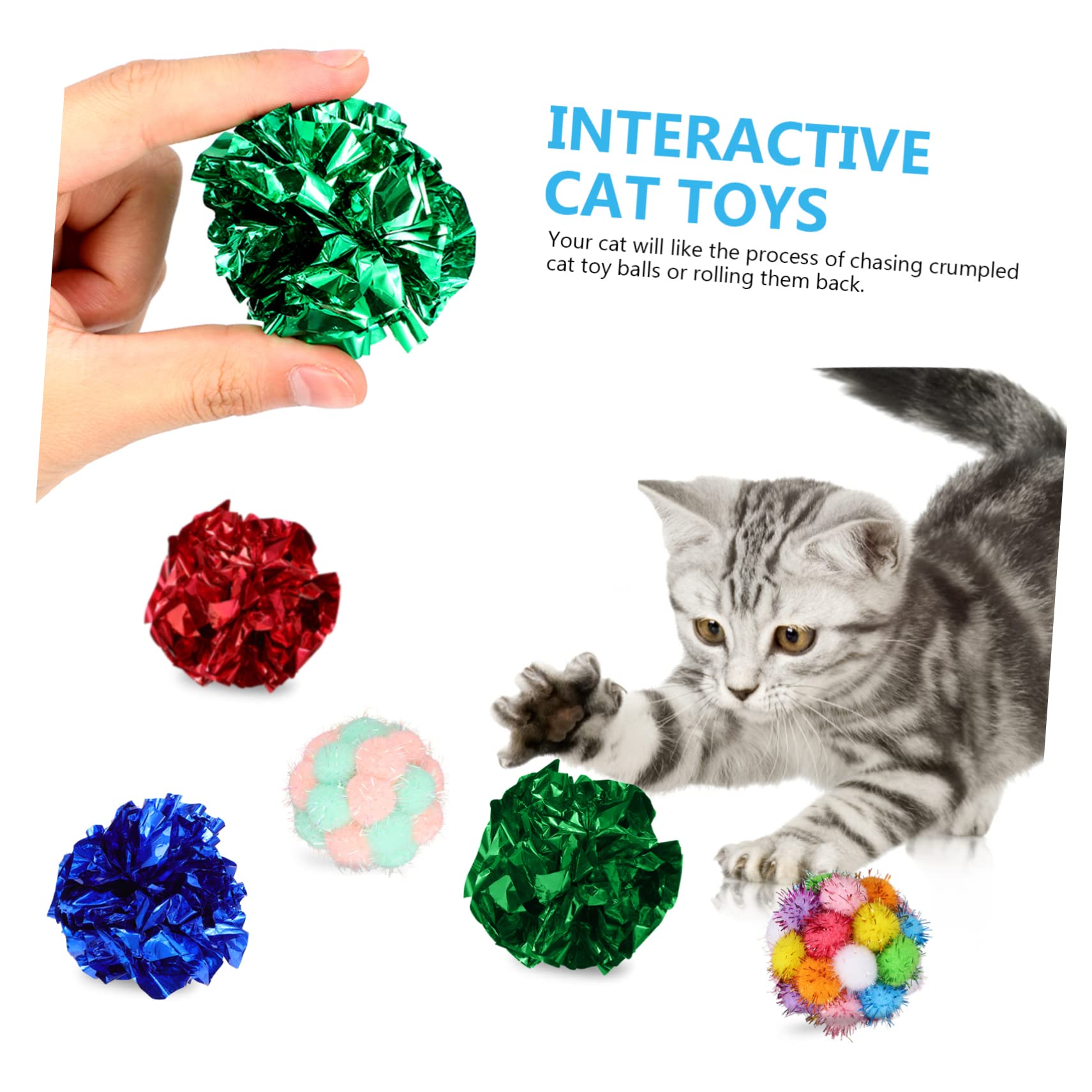 Toddmomy 125piezas Crinkle para Gatos Juguetes Interactivos De Peluche para Mascotas Coloridas y Divertidas para Ejercicio y Entretenimiento Interior