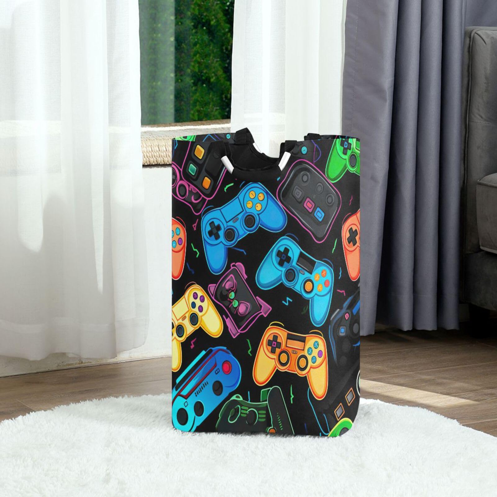 Jihqo Laundry Hamper Basket St Patrick's Clover Pattern Collapsible Nursery Storage Bin Waterproof Clothing Baskets for Home Bedroom Bathroom Washing Room