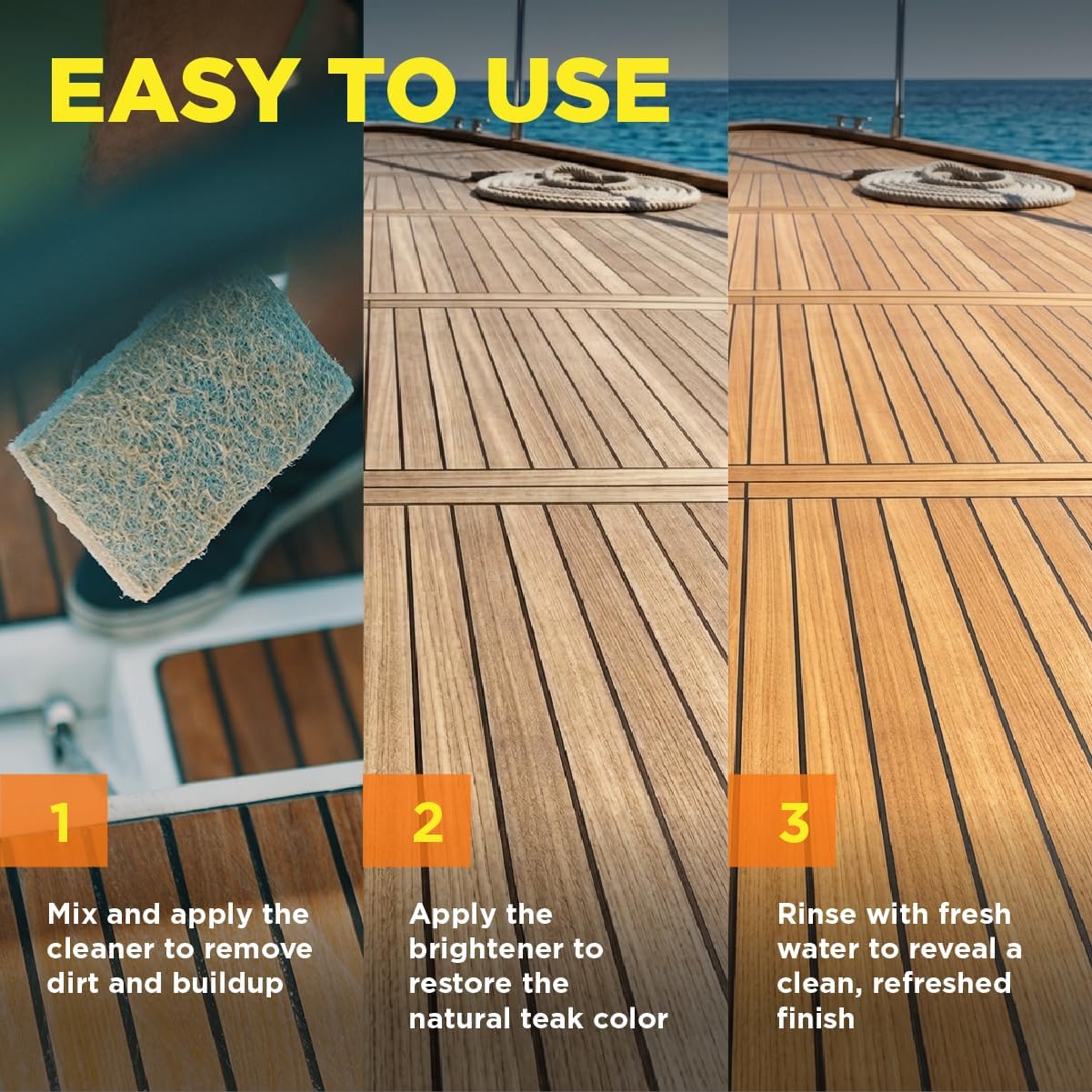 DITEC Teak Magic, Two-Step Gel Teak Cleaner and Brightener, Restores Wood Without Sanding
