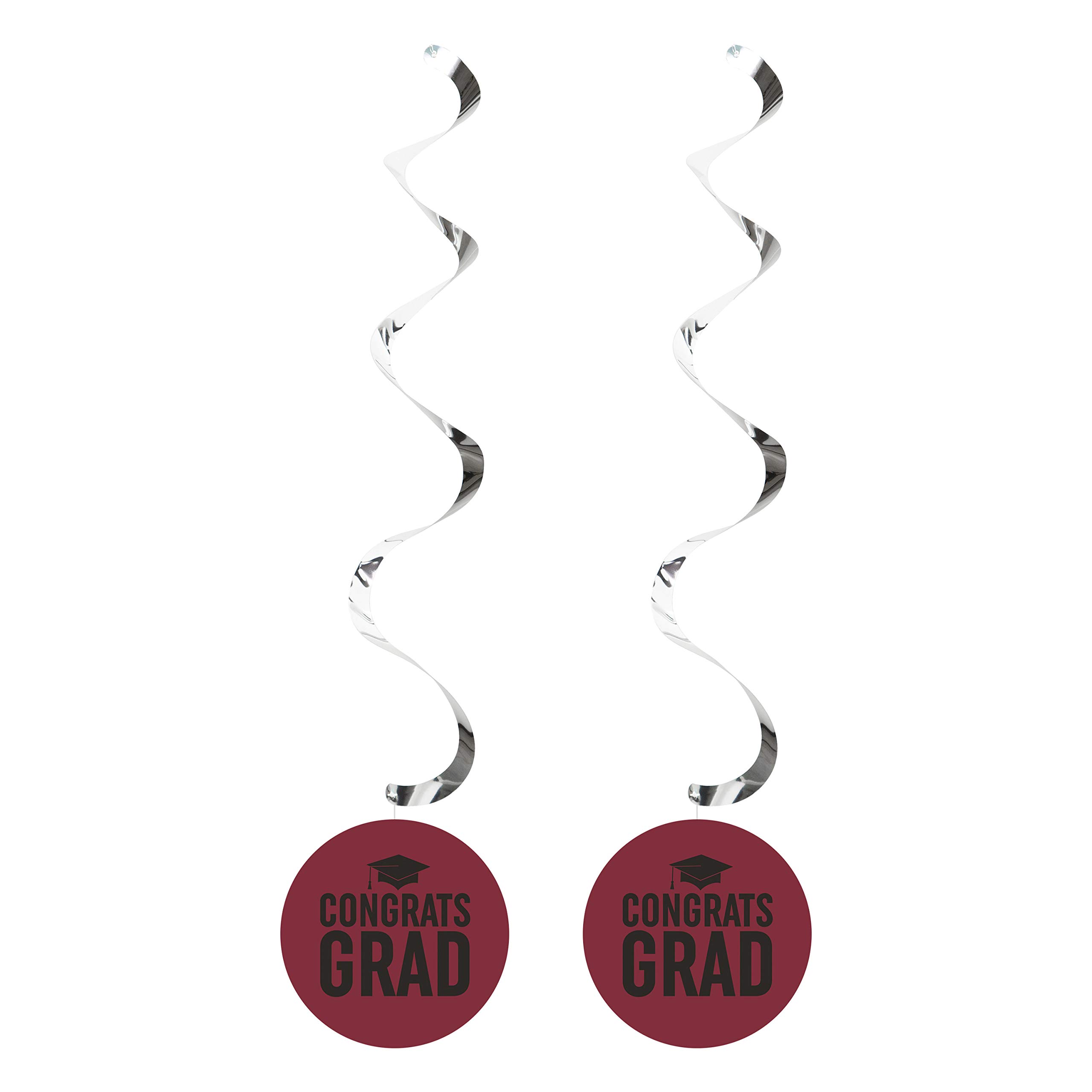 Creative Converting Graduation Danglers - Burgundy Foil Swirl Decorations, 8-Pack