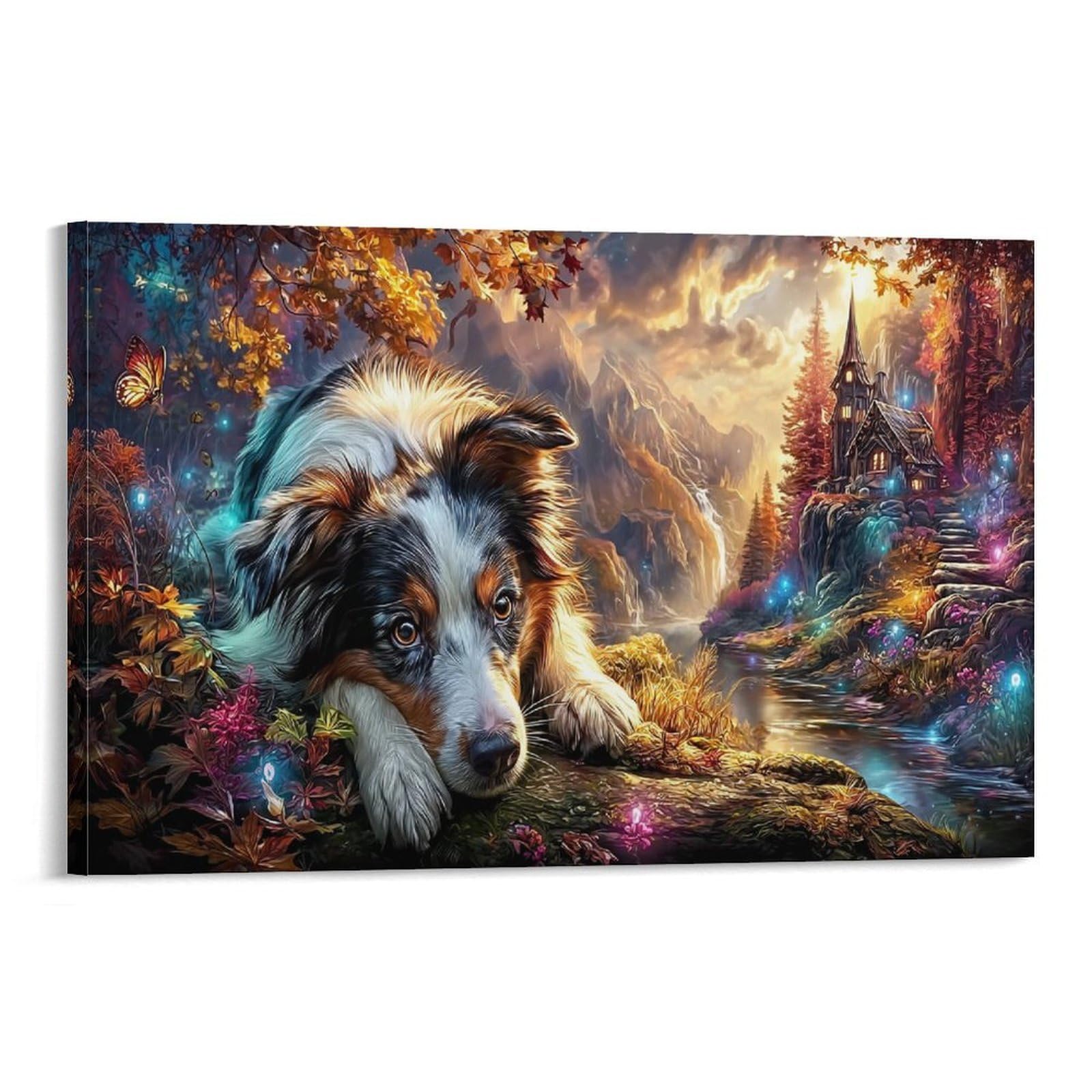 XPASHIQWC Shepherd Dog Wall Decor Poster Autumn Forest Canvas Prints Picture Modern Canvas Wall Art Picture Wall Hanging for Bathroom Wall Decor 24x36inch(60x90cm)