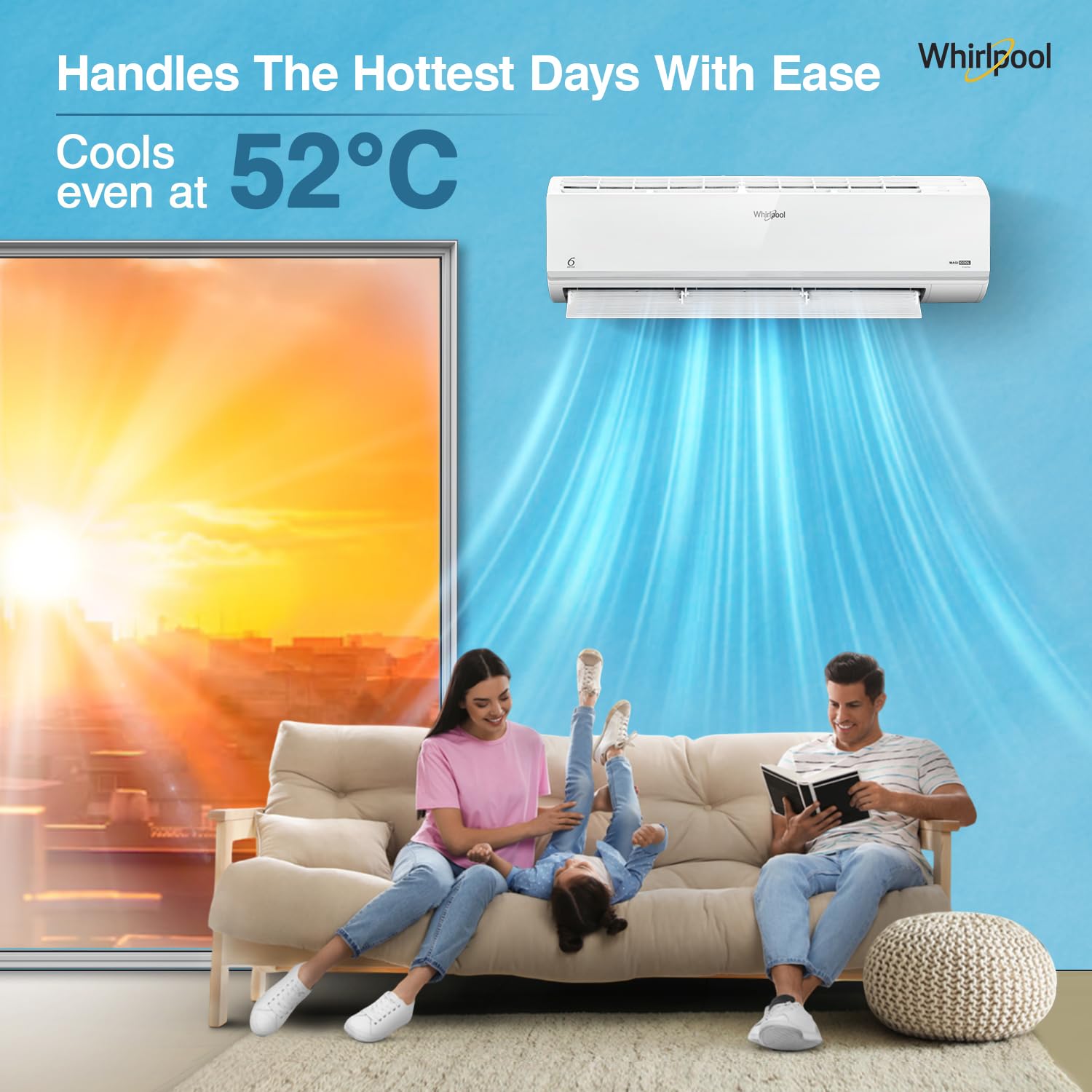 Whirlpool 1.5 Ton 5 Star, Magicool Inverter Split AC (MAGICOOL 15T 5S INV CNV S5K2PP0, Copper, Convertible 4-in-1 Cooling Mode, HD Filter White) - Image 8