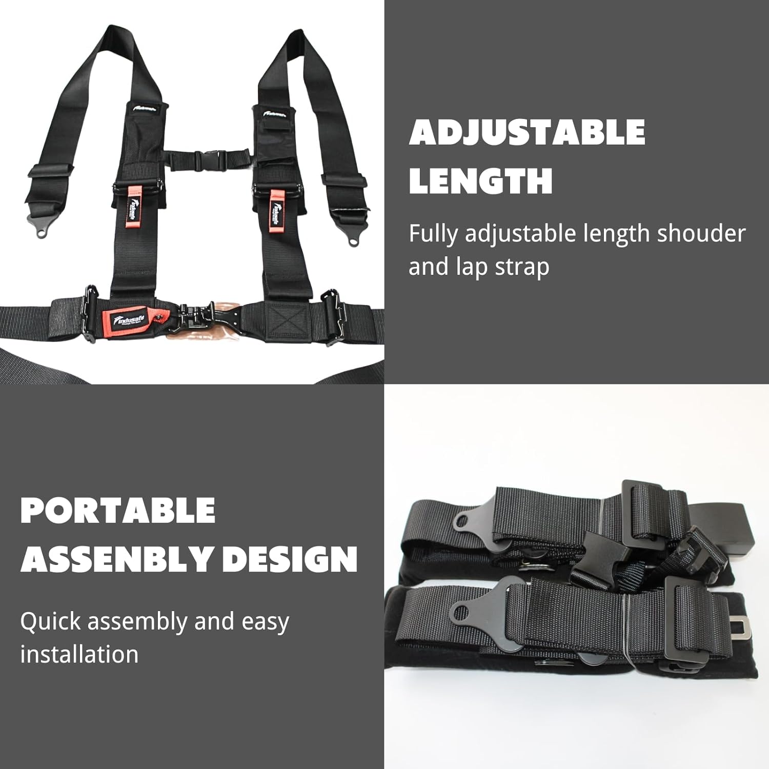 4 Point Harness 3" Straps with Quick Auto Buckle Compatible with all SxS,UTV and RZR,Offroad Use Only