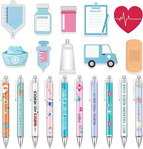 Ctosree 20 unidades de mini notas adhesivas divertidas para enfermeras y bolígrafos de enfermería, artículos esenciales para estudiantes de
