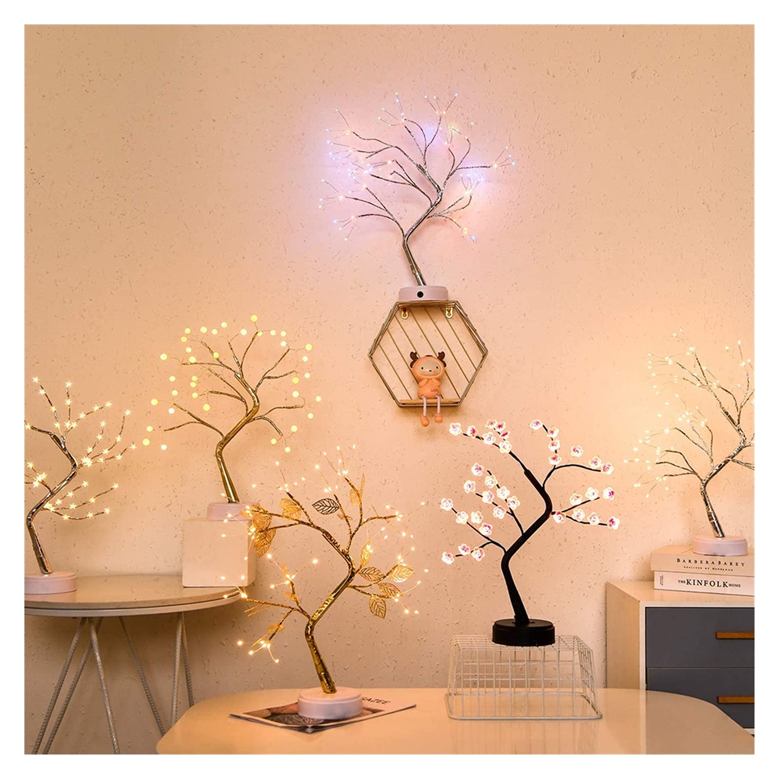 Lámpara Escritorio DIRIGIÓ Luz de noche Mini Navidad Árbol de twinkling de árbol de cobre Lámpara de guirnalda for casa de vacaciones Detalle de dormitorio for niños Luces de hadas luminarias Lamparil