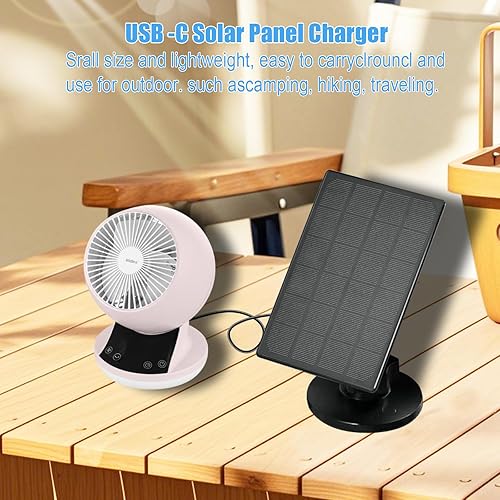 Miniatura 7 de Zivif Panel solar para cámara de seguridad, cargador solar de 2 W con puerto micro USB y USB-C para cámara de batería recargable, con soporte de