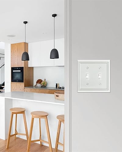 Miniatura 3 de ZILLSEA Placa de pared para interruptor de palanca doble, cubierta decorativa para interruptor de luz, cubierta de placa de interruptor de metal,