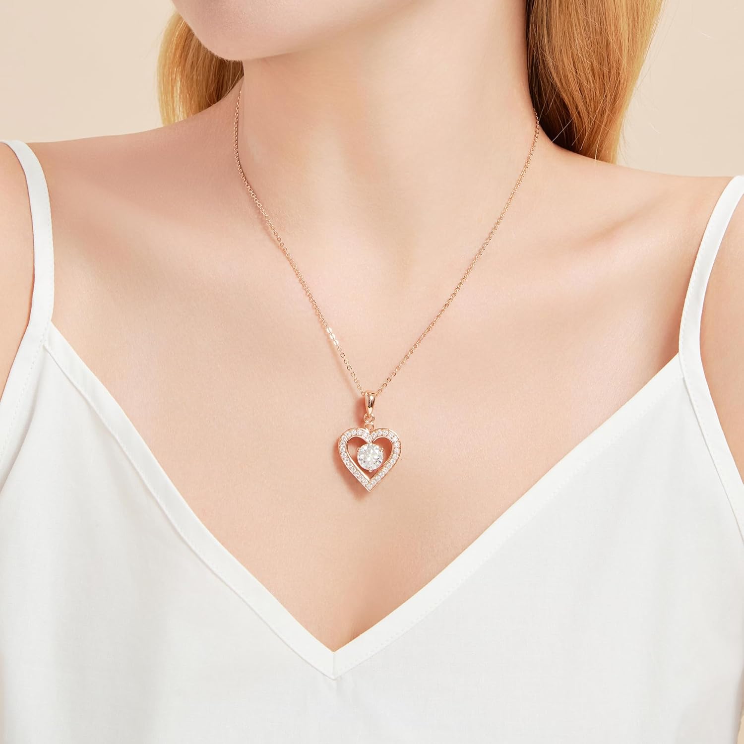 Heart Pendant Necklace for Women: Luxury Gift for Wife Girlfriend Mom/Her - 3ct D Color Moissanite - Gold Jewelry with Gift Box- Hypoallergenic & Adjustable Chain - Daily & Special Occasion Wear - Image 2