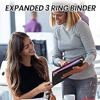 Vista 5 de Cholemy 6 Pieces Leather 3 Ring Binder Portfolio Organizer Classic Collection Executive Presentation Round Rings Vintage Binder Holds 150 Sheets