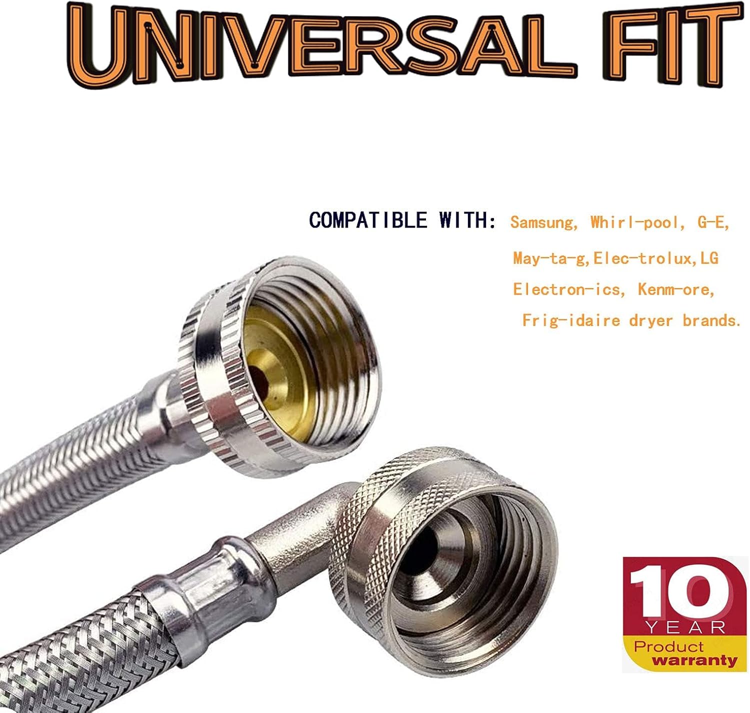 4 Ft Steam Dryer Hose Installation Kit - 90 Degree Elbow Stainless Steel Hose, 1 Ft Inlet Adapter and Y Connector, Fits All Normal Household Water Supply Lines by TOMOON