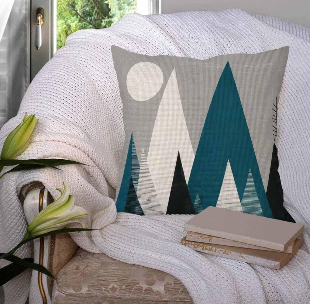 SSOIU Mountain Landscape, Mountainscape, Mountain Mural, Winter Mountains Cotton Linen Home Decorative Throw Pillow Case Cushion Cover for Sofa Couch 18x18 inches image 4