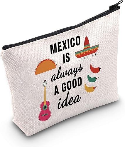 POFULL Mexico Bachelorette Party Gift Mexico Vacaciones Cumpleaños Regalo México es siempre una buena idea Bolsa de cosméticos, México es siempre