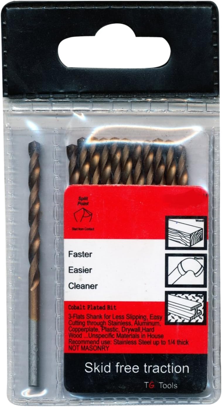 TG Tools A7405:10277D Cobalt Drill Bit 7/64-Inch, 12-Piece