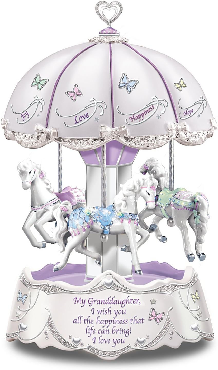 The Bradford Exchange Granddaughter, I Wish You Illuminated Carousel Music Box
