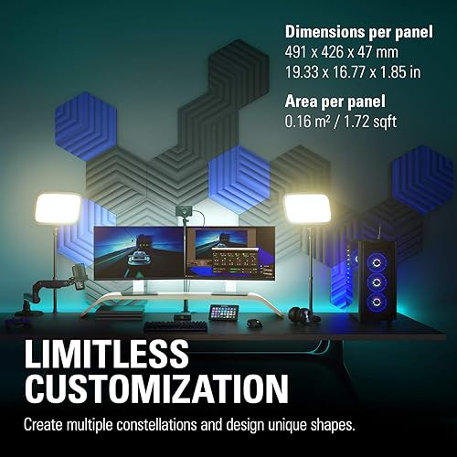 Miniatura 7 de Elgato Juego de extensiones de paneles ondulados 2 paneles de tratamiento acústico, espuma de doble densidad, marcos EasyClick patentados, diseño