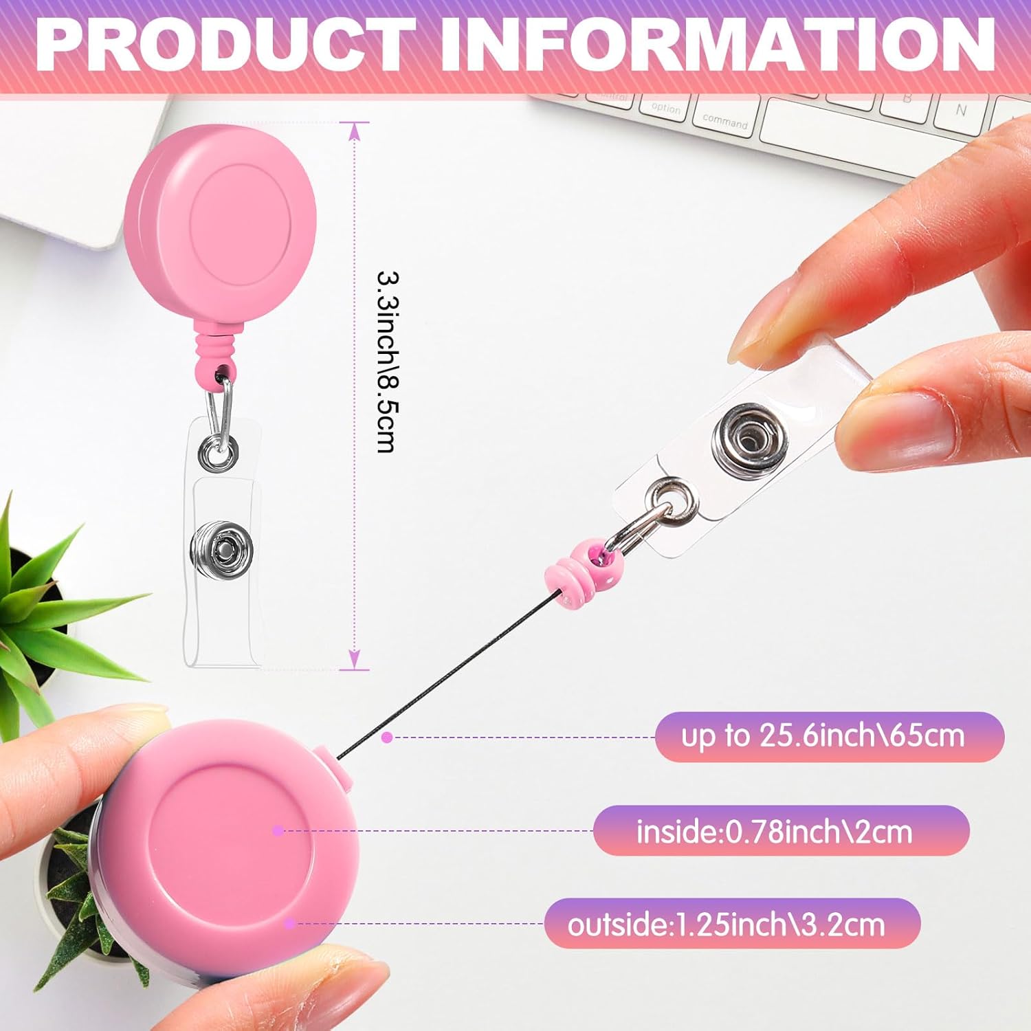 Zhanmai 48 Pcs Retractable Badge Reel 25 Inches ID Badge Clip with 360 Degrees Swivel Alligator Clips Mixed Colors Retractable ID Reel for Students Hanging Card Name (Solid) - Image 2