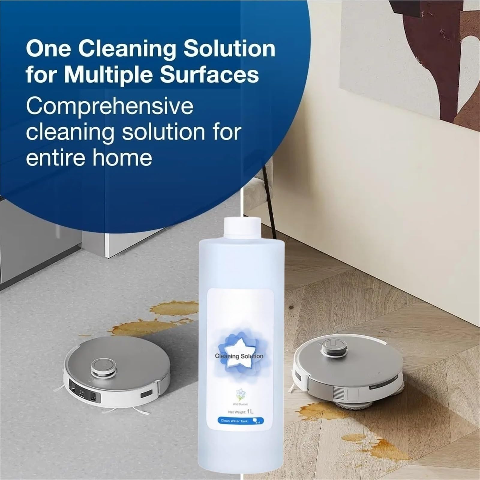 1 l Reinigungsflüssigkeit, kompatibel mit ECOVACS Deebot T20 N9 + T10 OMNI/T10 TURBO/X1 OMNI/X1 TURBO, Reinigungslösung for mehrere Oberflächen(2 Pack)