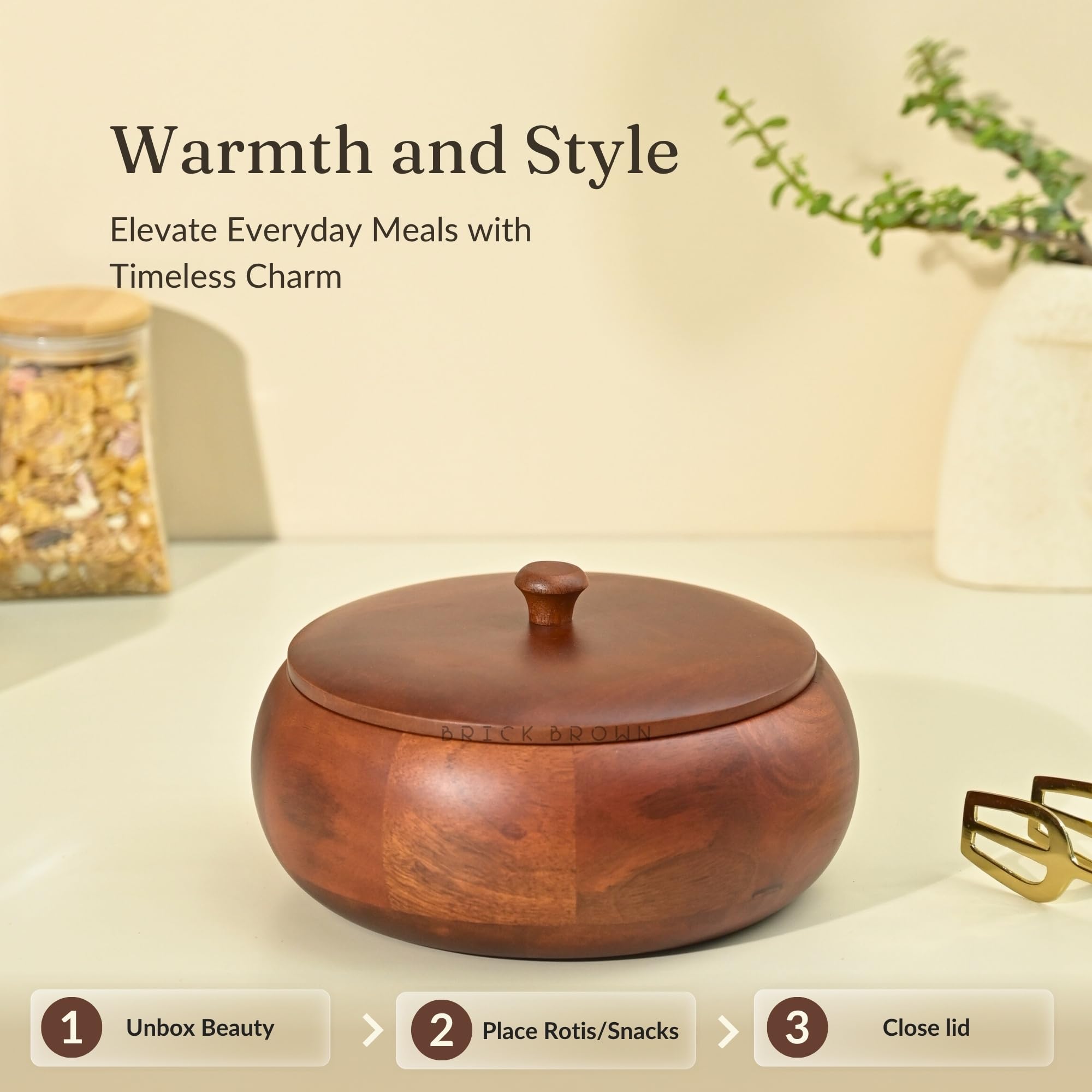 Handcrafted Roti Box - Premium Mahogany Wood -2 Handcrafted Roti Box - Premium Mahogany Wood -2