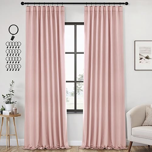 Miniatura 28 de ANRODUO - Cortinas opacas del 99% para dormitorio y sala de estar, con aislamiento térmico, trabillas traseras, bolsillo para cortinero, plisadas